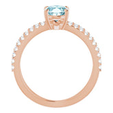 14K Rose Natural Sky Blue Topaz & 1/3 CTW Natural Diamond Ring